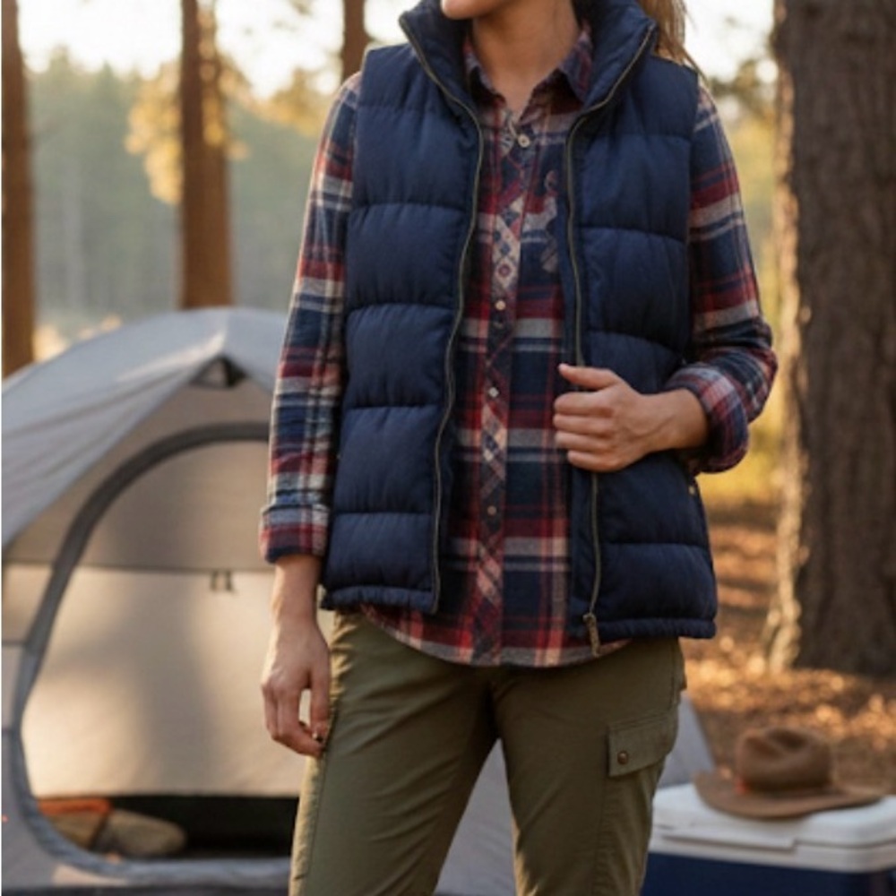 Navy Blue Puffer Vest M casual school travel‎ mountain outdoors camping